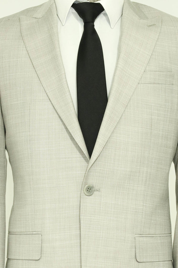 WSS Two Piece Slim Fit Single Button Light Grey Men Suit  - Singen