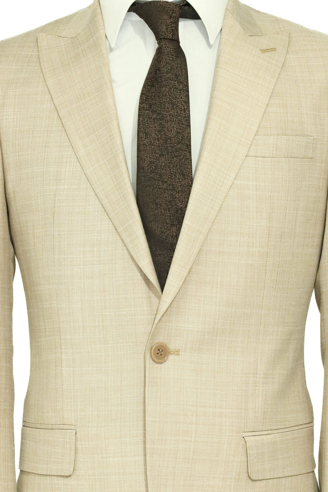 WSS Two Piece Slim Fit Single Button Beige Men Suit - Lerma