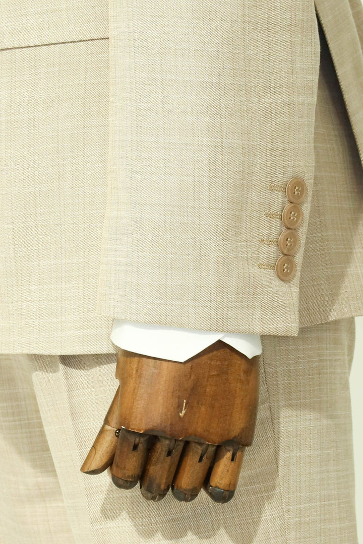 WSS Two Piece Slim Fit Single Button Beige Men Suit - Lerma