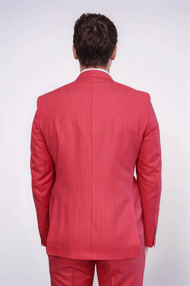 WSS Two Piece Slim Fit Single Button Coral Red Men Suit  - West Haven