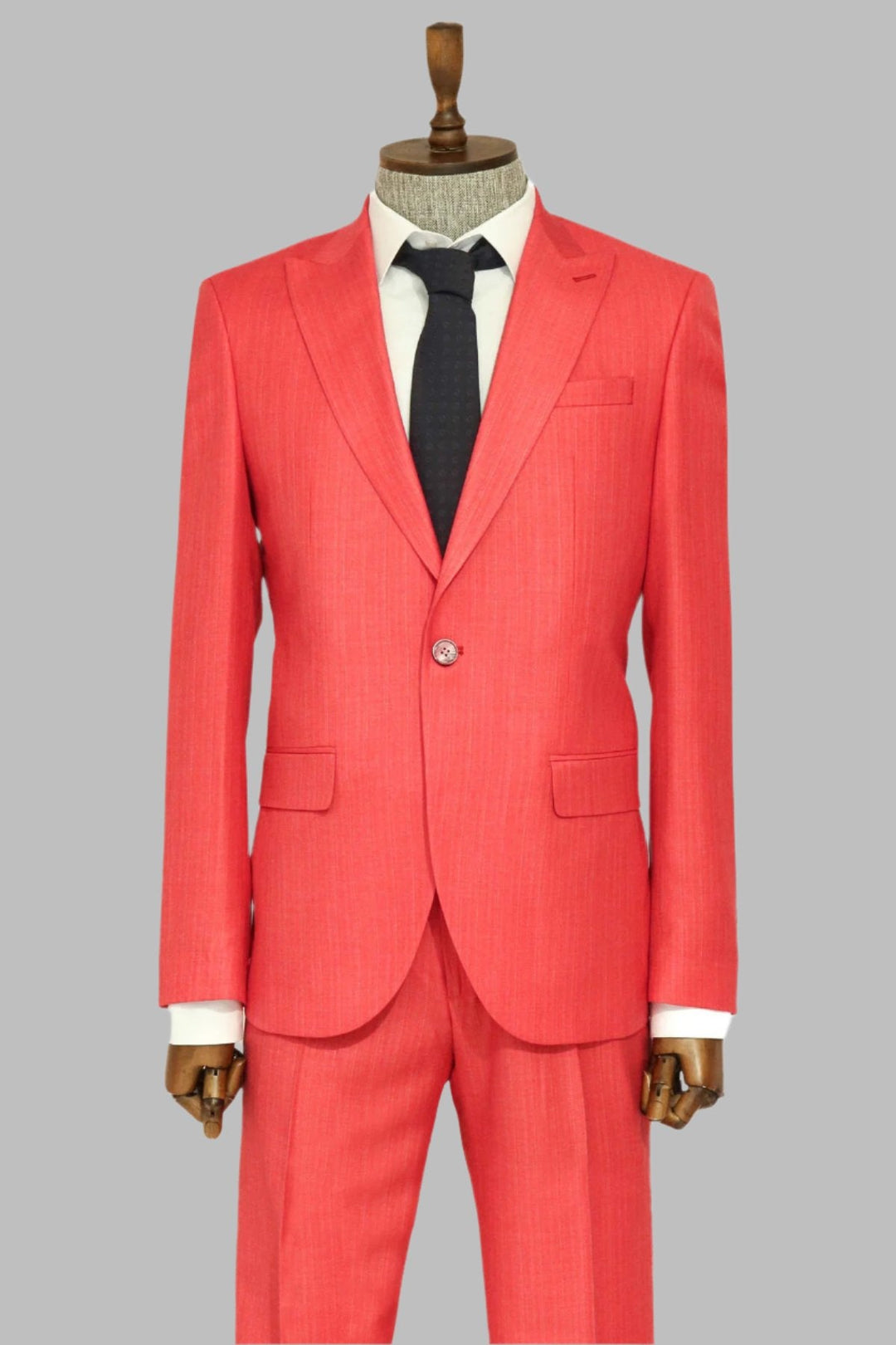 WSS Two Piece Slim Fit Single Button Coral Red Men Suit  - Singen