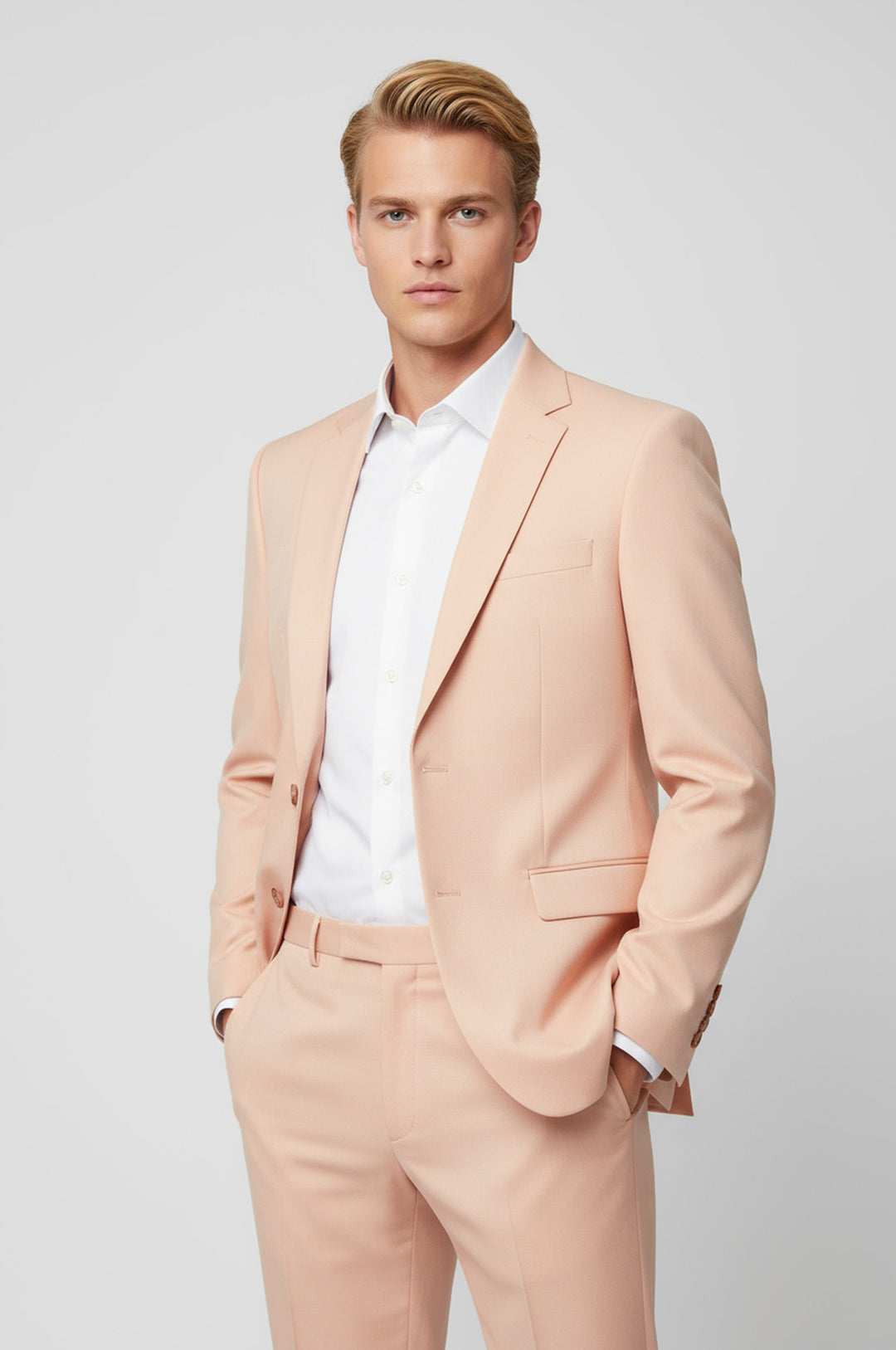 WSS Two Piece Slim Fit Single Button Peach Colour Men Suit  - Niagara Falls