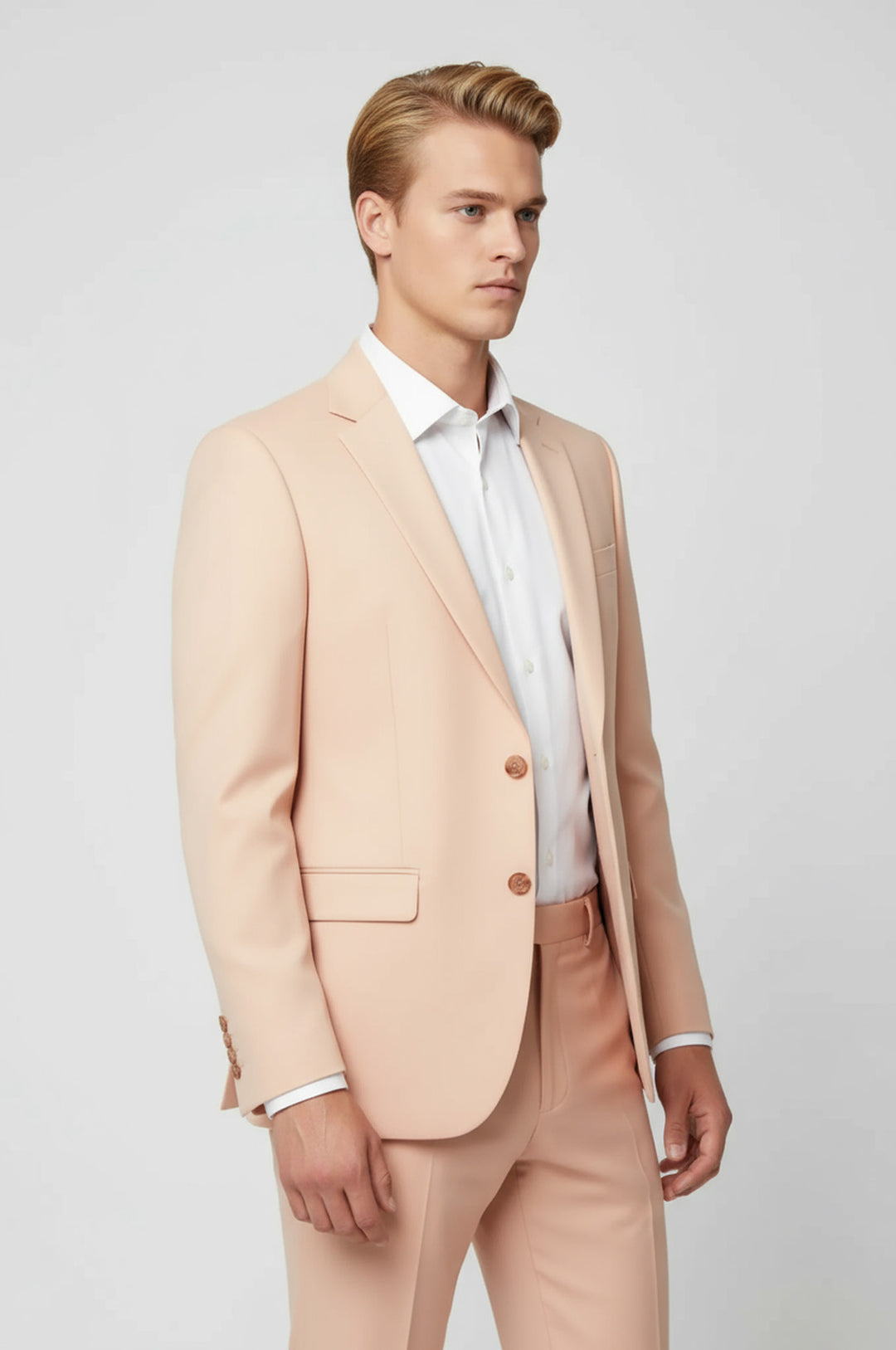 WSS Two Piece Slim Fit Single Button Peach Colour Men Suit  - Niagara Falls