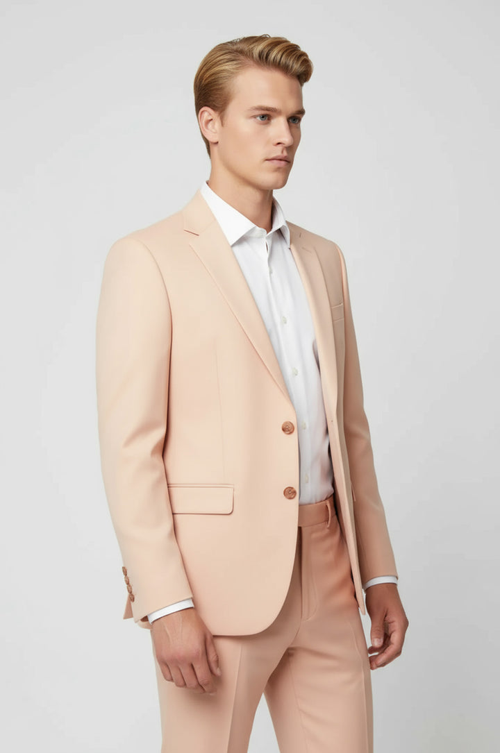WSS Two Piece Slim Fit Single Button Peach Colour Men Suit  - Niagara Falls