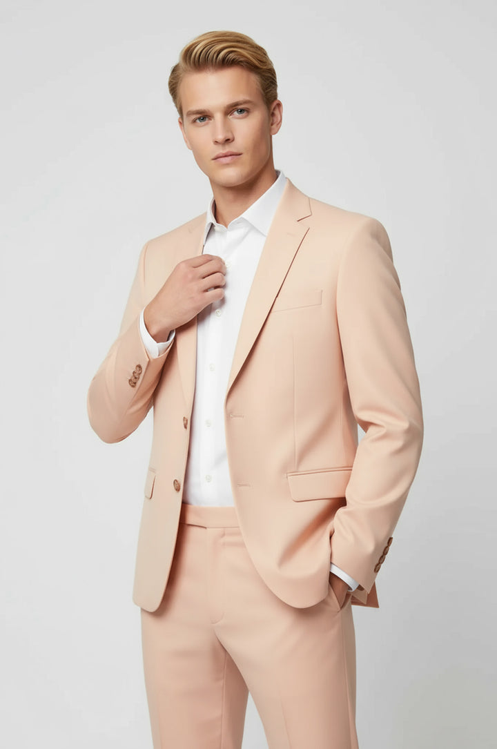 WSS Two Piece Slim Fit Single Button Peach Colour Men Suit  - Niagara Falls