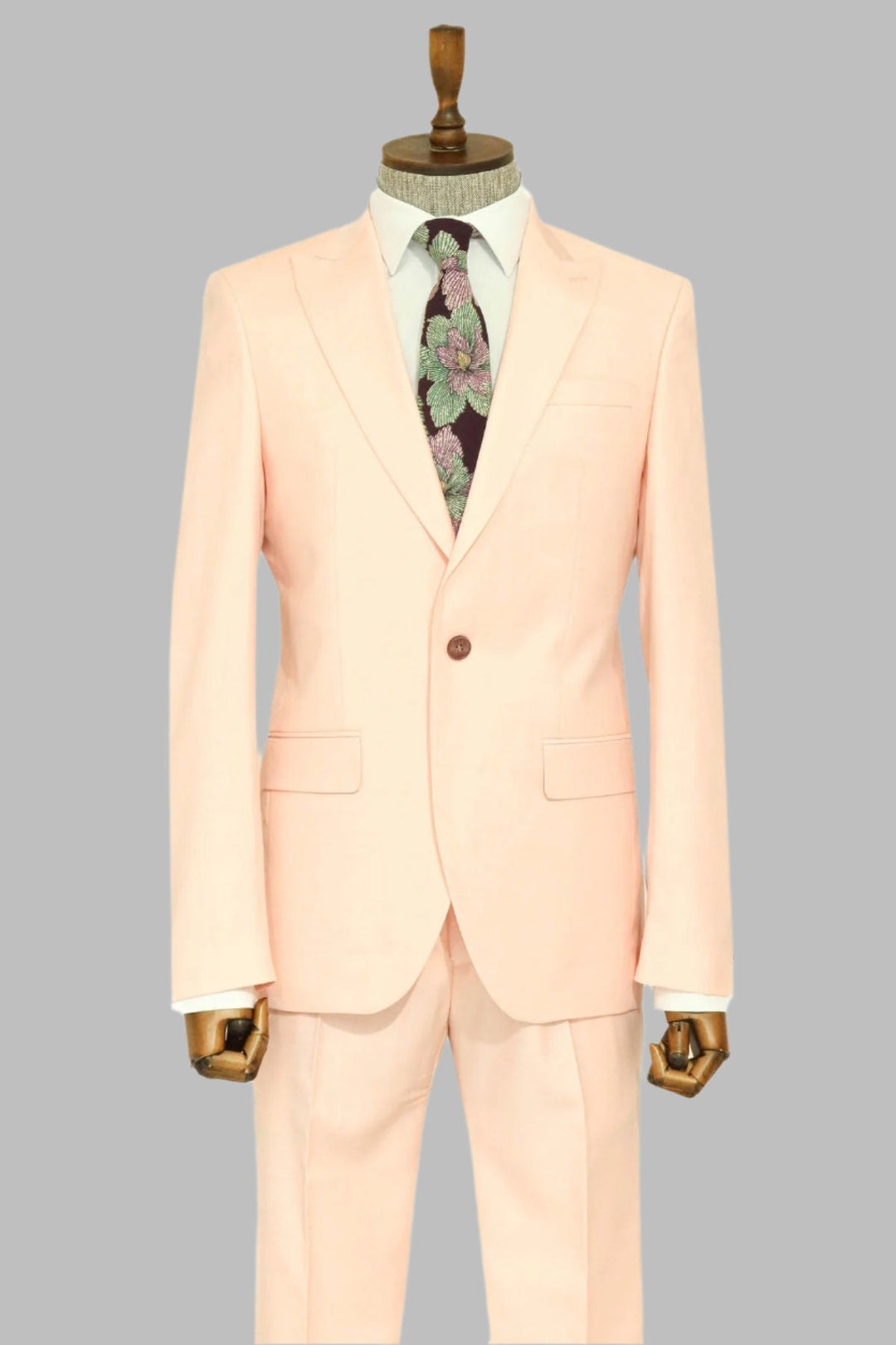 WSS Two Piece Slim Fit Single Button Peach Colour Men Suit  - Singen