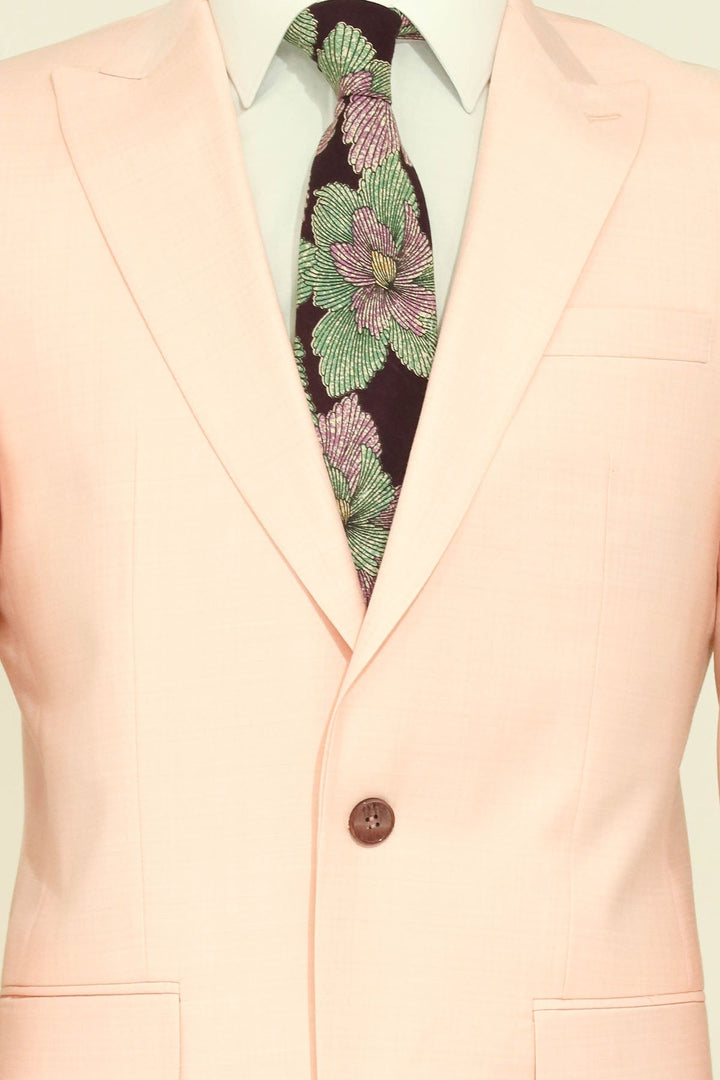 WSS Two Piece Slim Fit Single Button Peach Colour Men Suit  - Singen