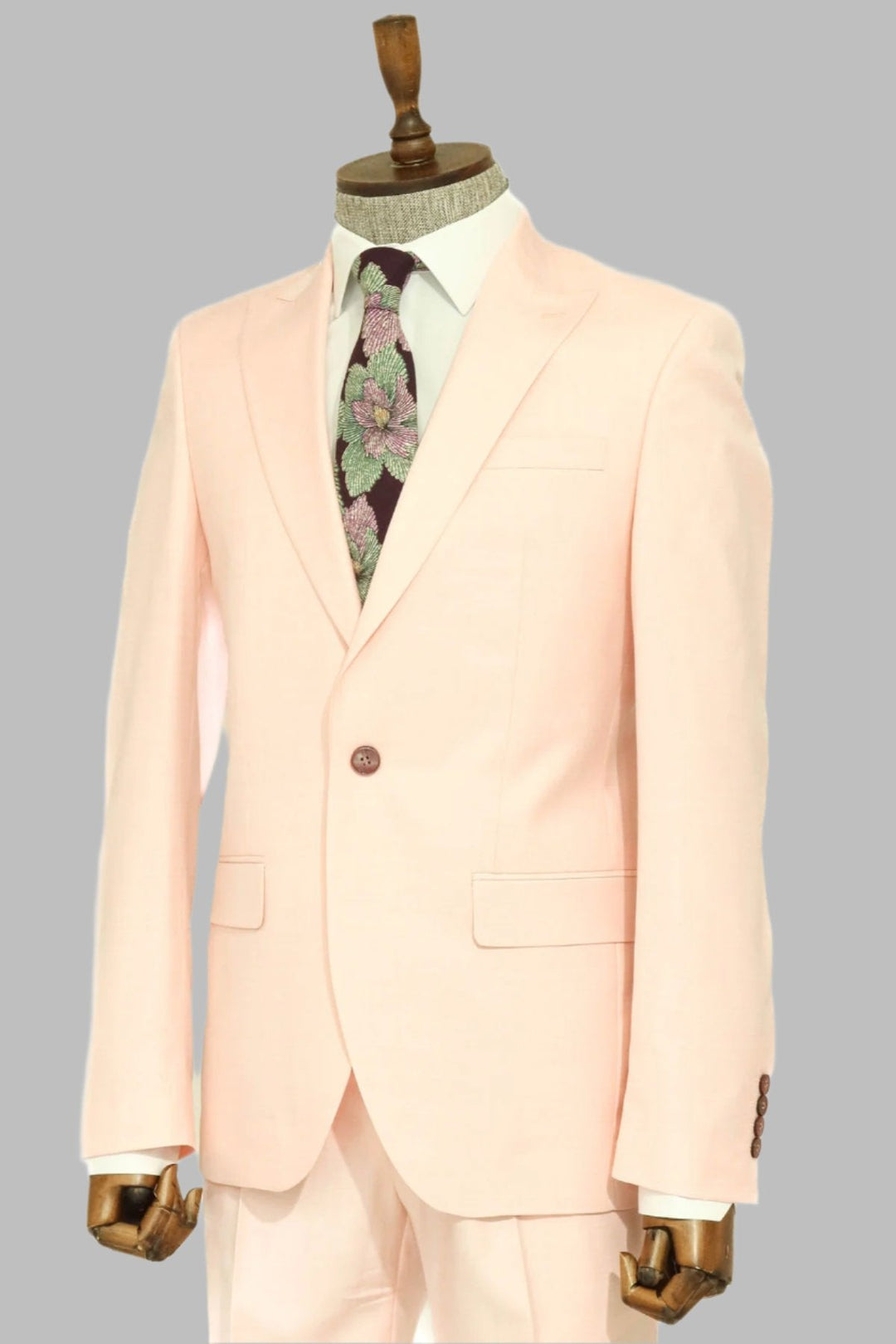 WSS Two Piece Slim Fit Single Button Peach Colour Men Suit  - Singen