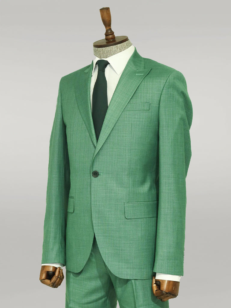 WSS Two Piece Slim Fit Single Button Green Men Suit  - Singen