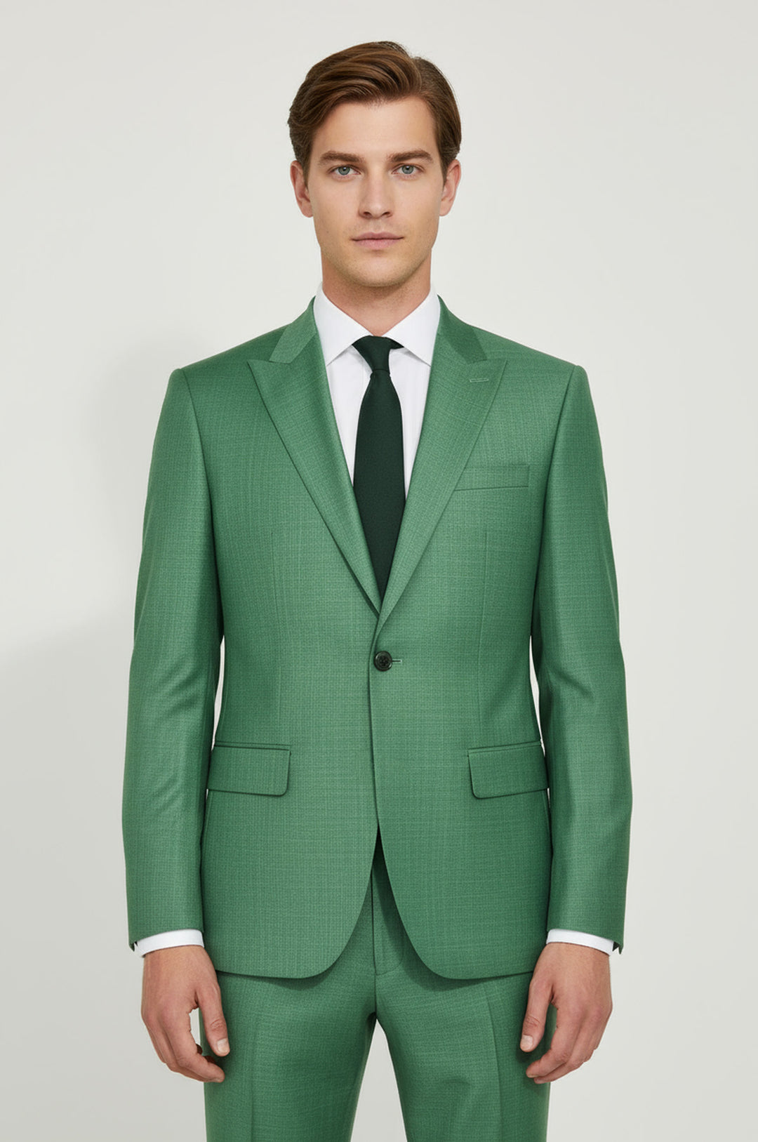 WSS Two Piece Slim Fit Single Button Green Men Suit  - Rincón de la Victoria