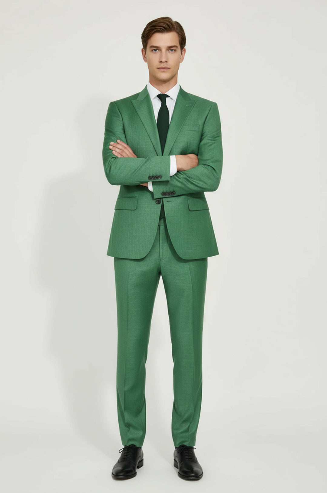 WSS Two Piece Slim Fit Single Button Green Men Suit  - Rincón de la Victoria