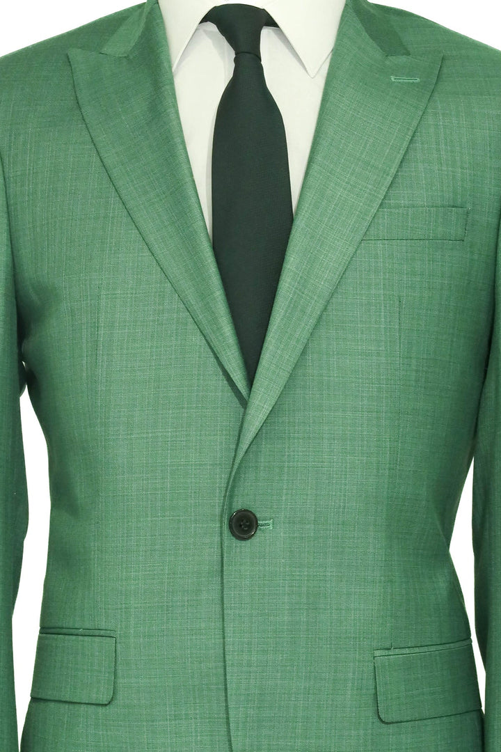 WSS Two Piece Slim Fit Single Button Green Men Suit  - Singen