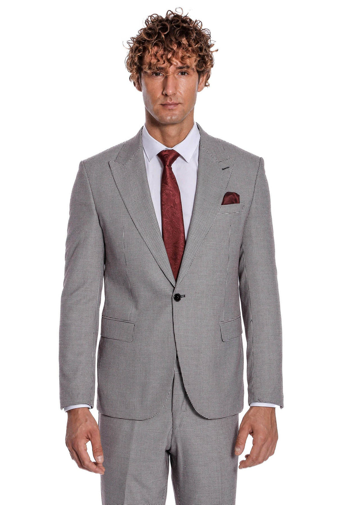 WSS Two Piece Patterned Grey Men Suit  - San Juan Despí