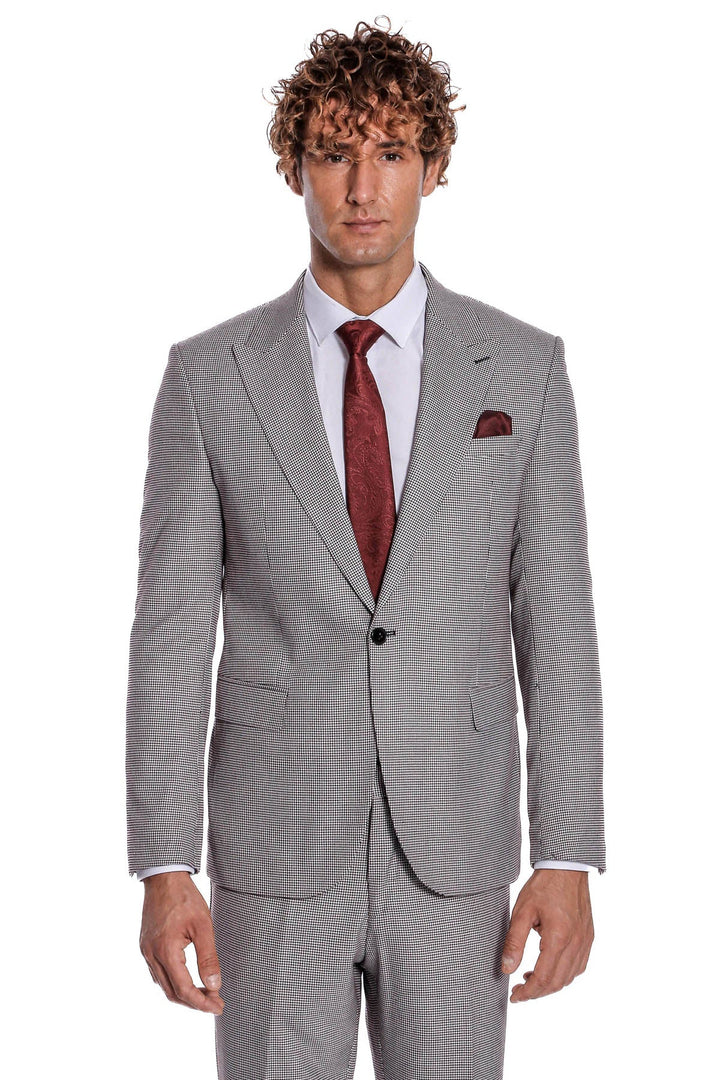 WSS Two Piece Patterned Grey Men Suit  - San Juan Despí