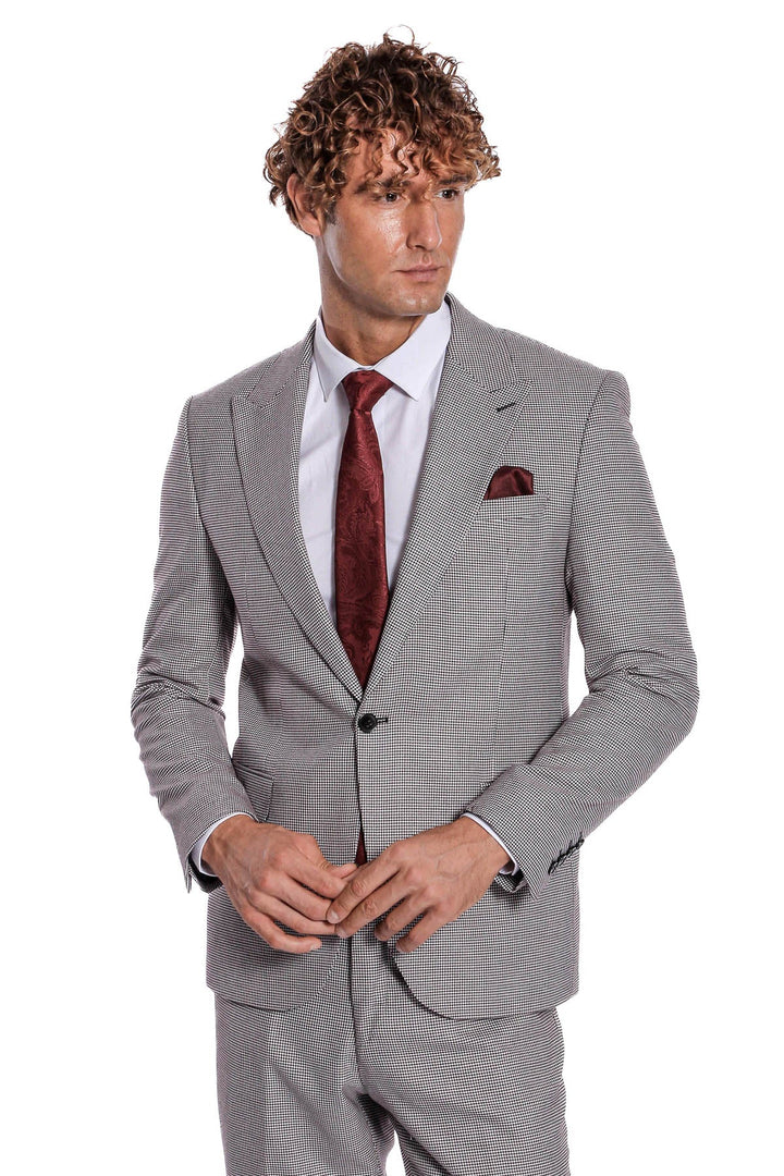 WSS Two Piece Patterned Grey Men Suit  - San Juan Despí