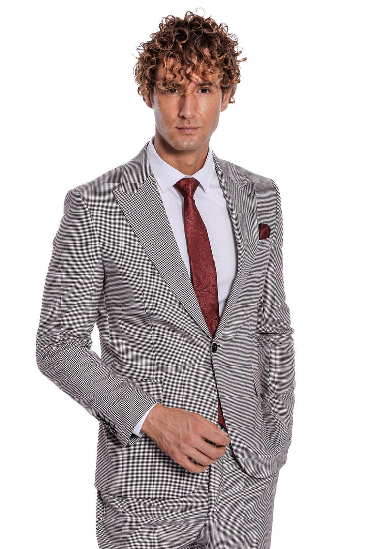 WSS Two Piece Patterned Grey Men Suit  - San Juan Despí