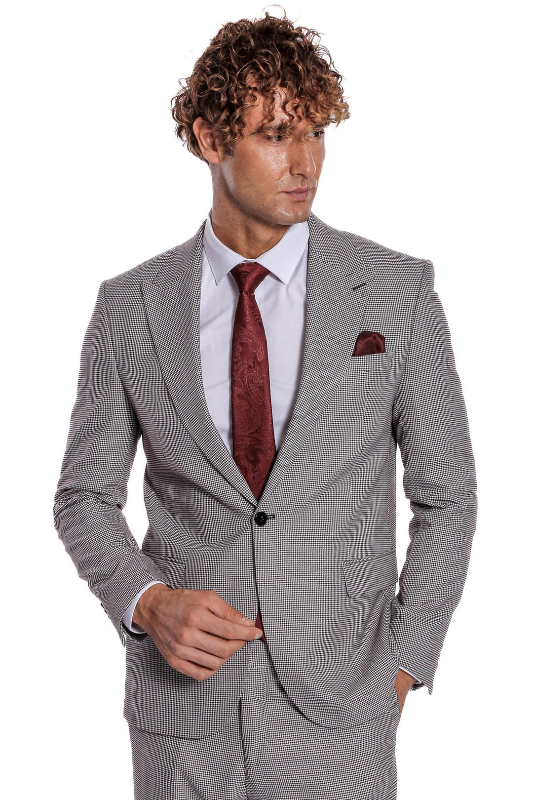 WSS Two Piece Patterned Grey Men Suit  - San Juan Despí