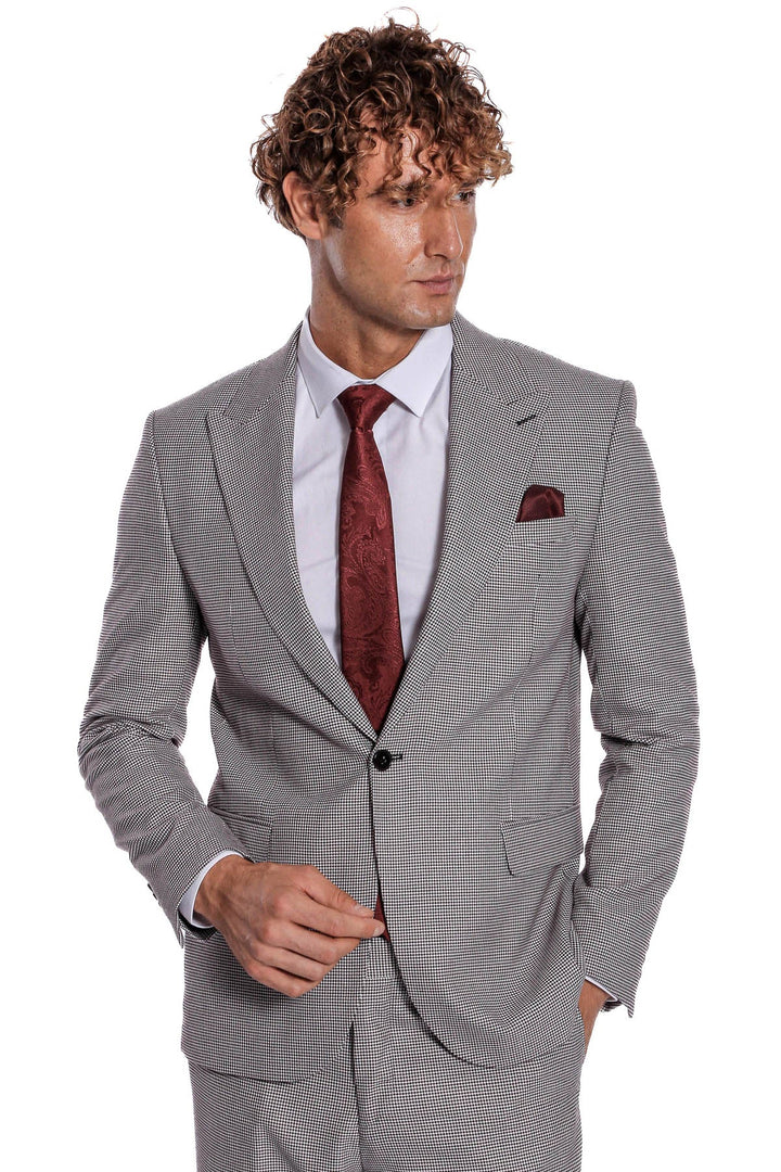 WSS Two Piece Patterned Grey Men Suit  - San Juan Despí