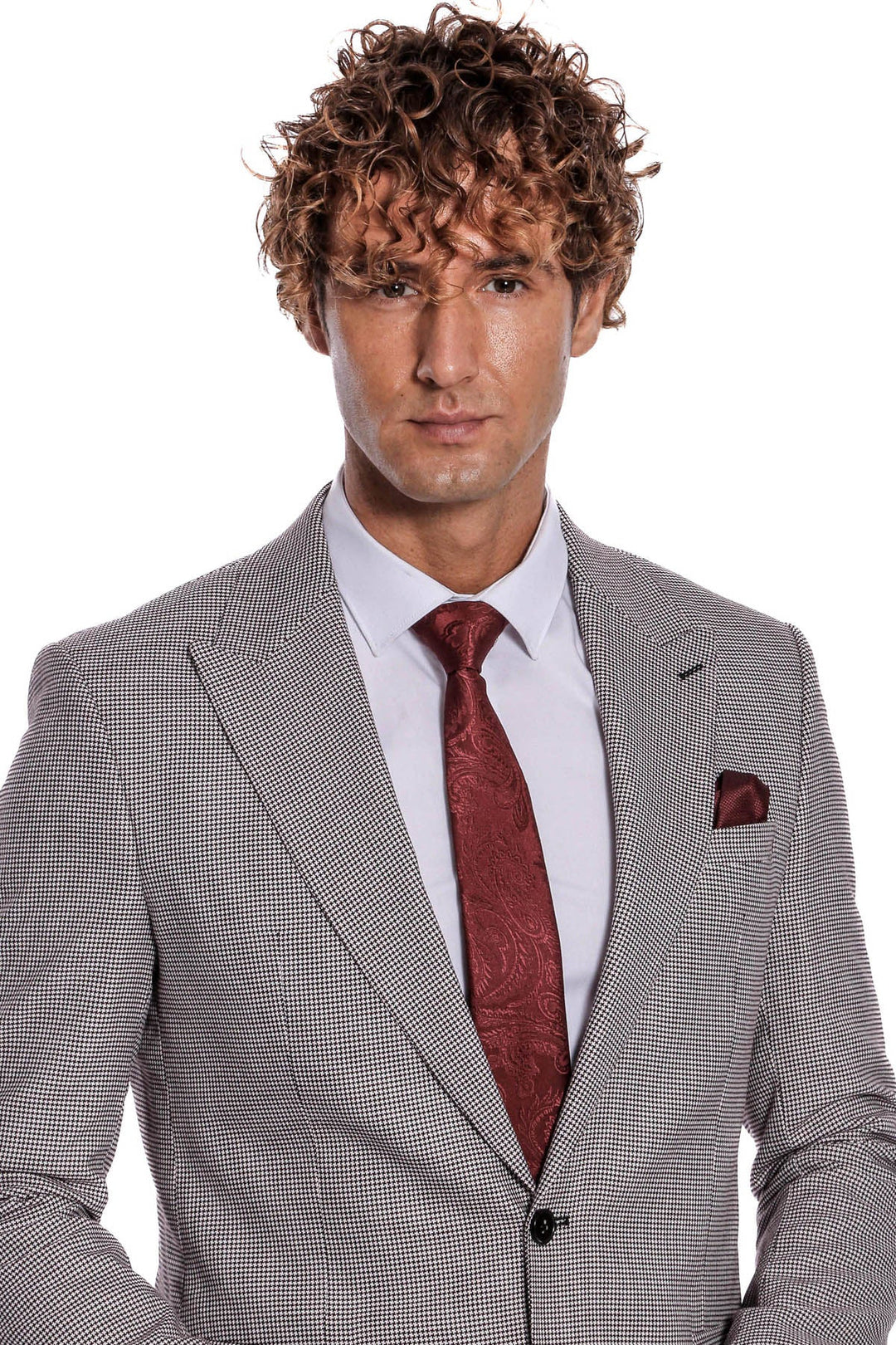 WSS Two Piece Patterned Grey Men Suit  - San Juan Despí