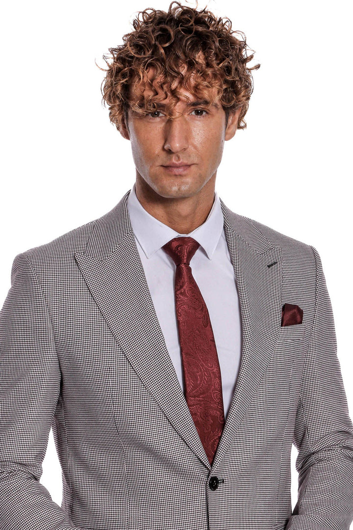 WSS Two Piece Patterned Grey Men Suit  - San Juan Despí