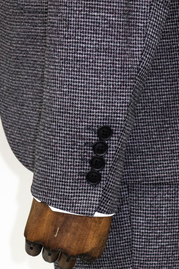 WSS Slim Fit Houndstooth Patterned 2 Piece Grey Men Suit  - Auckland