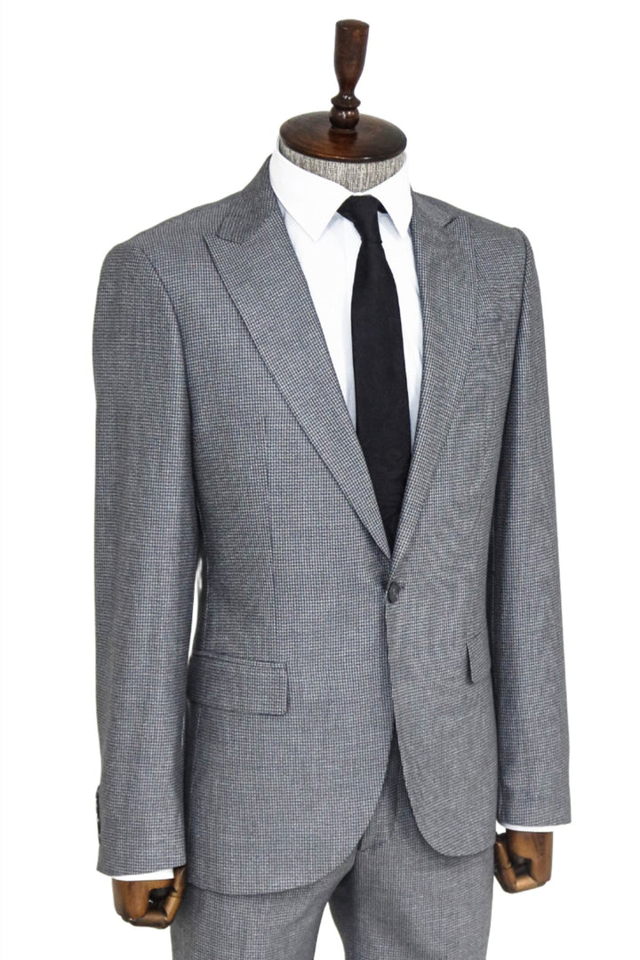 WSS Slim Fit Houndstooth Patterned 2 Piece Grey Men Suit  - Savona