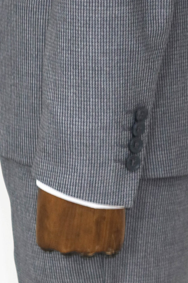 WSS Slim Fit Houndstooth Patterned 2 Piece Grey Men Suit  - Savona