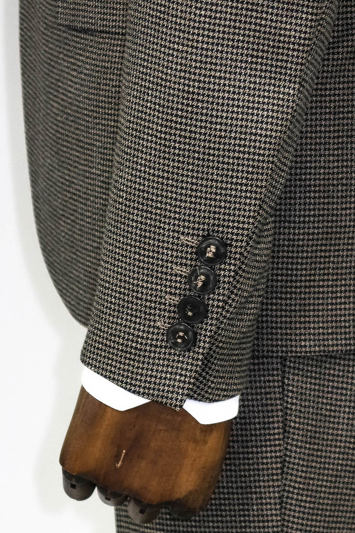 WSS Slim Fit Houndstooth Patterned 2 Piece Brown Men Suit  - Giurgiu