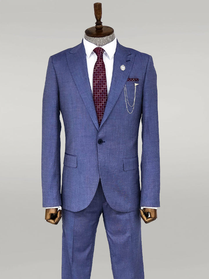 WSS Patterned Two Piece Blue Men Suit  - Pittsburgh