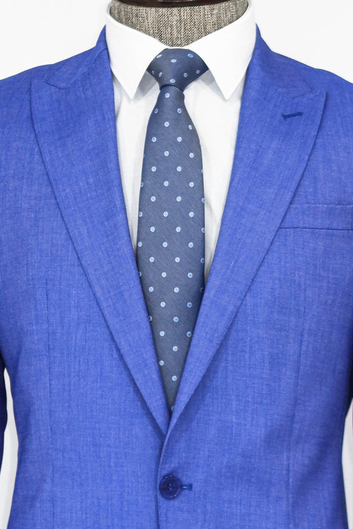 WSS 2 Piece Patterned Slim Fit Blue Men Suit  - Ealing