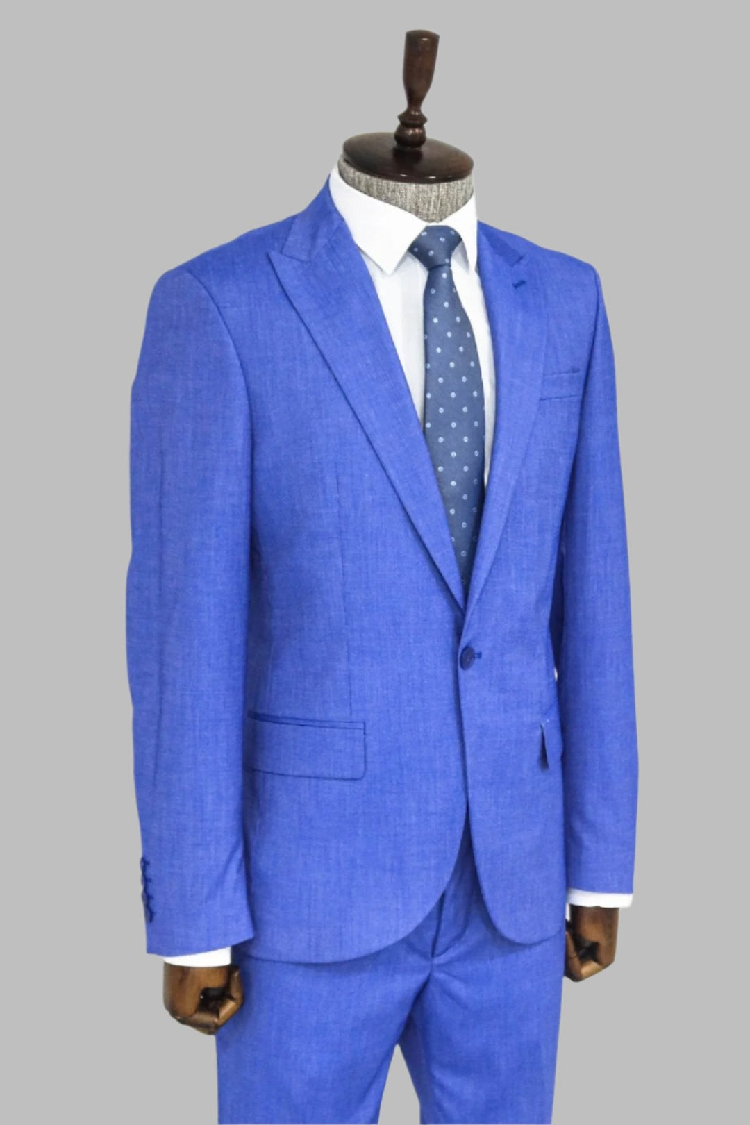WSS 2 Piece Patterned Slim Fit Blue Men Suit  - Ealing