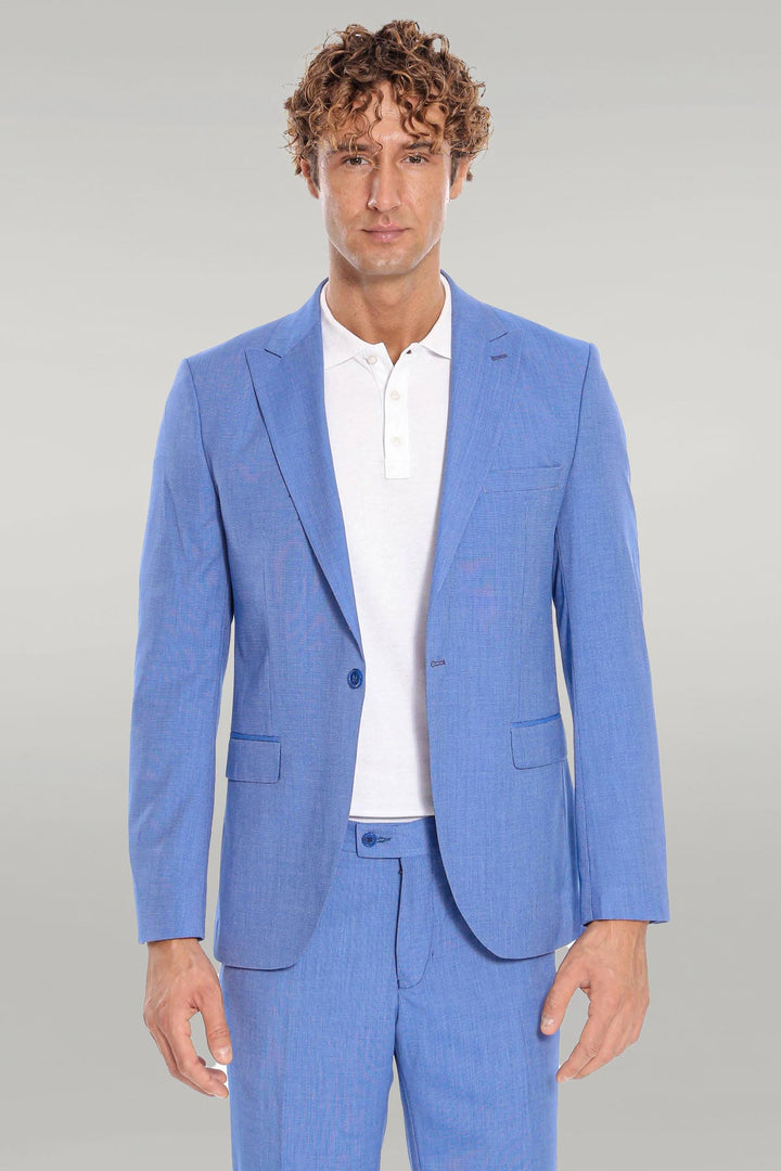 WSS Patterned 2 Piece Slim Fit Light Blue Men Suit  - Singen