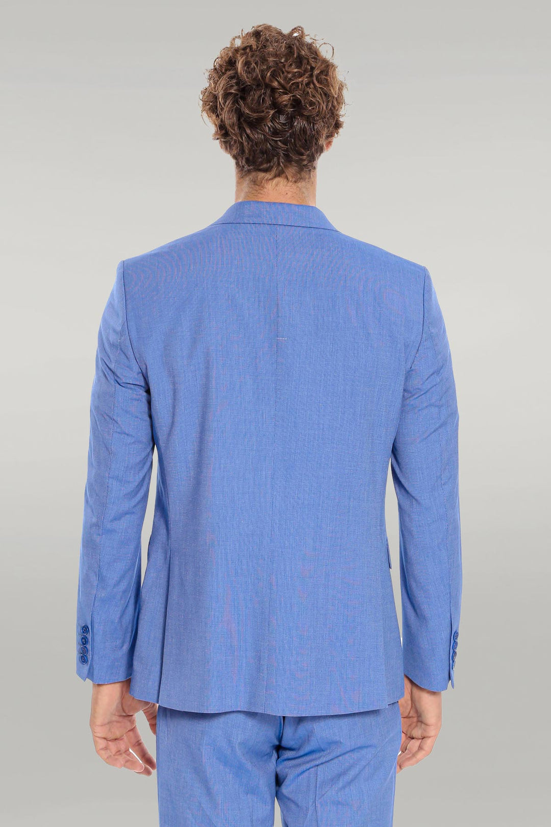 WSS Patterned 2 Piece Slim Fit Light Blue Men Suit  - Singen