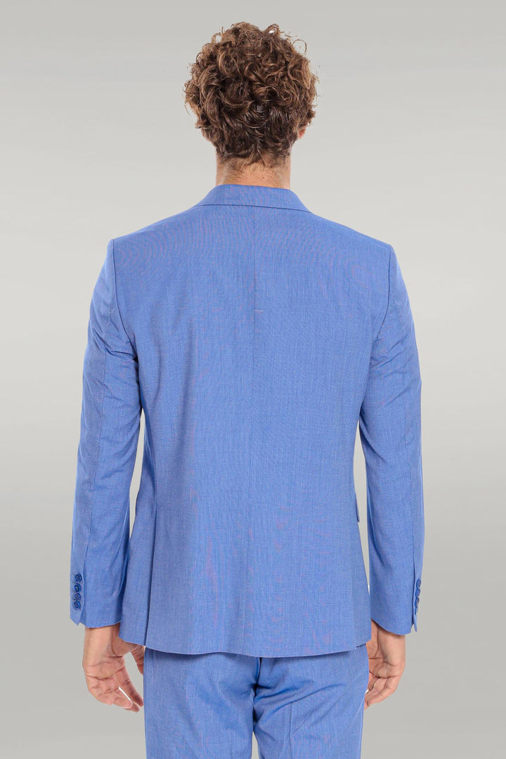 WSS Patterned 2 Piece Slim Fit Light Blue Men Suit  - Singen