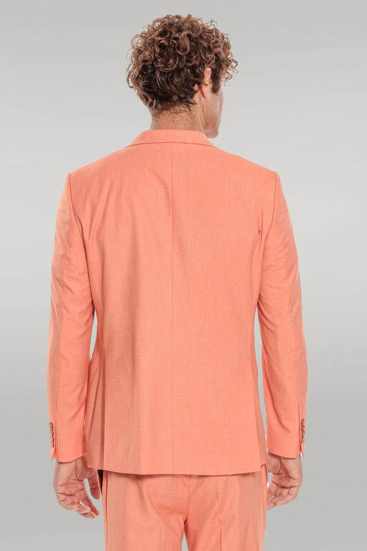 WSS 2 Piece Patterned Slim Fit Orange Men Suit  - Zutphen