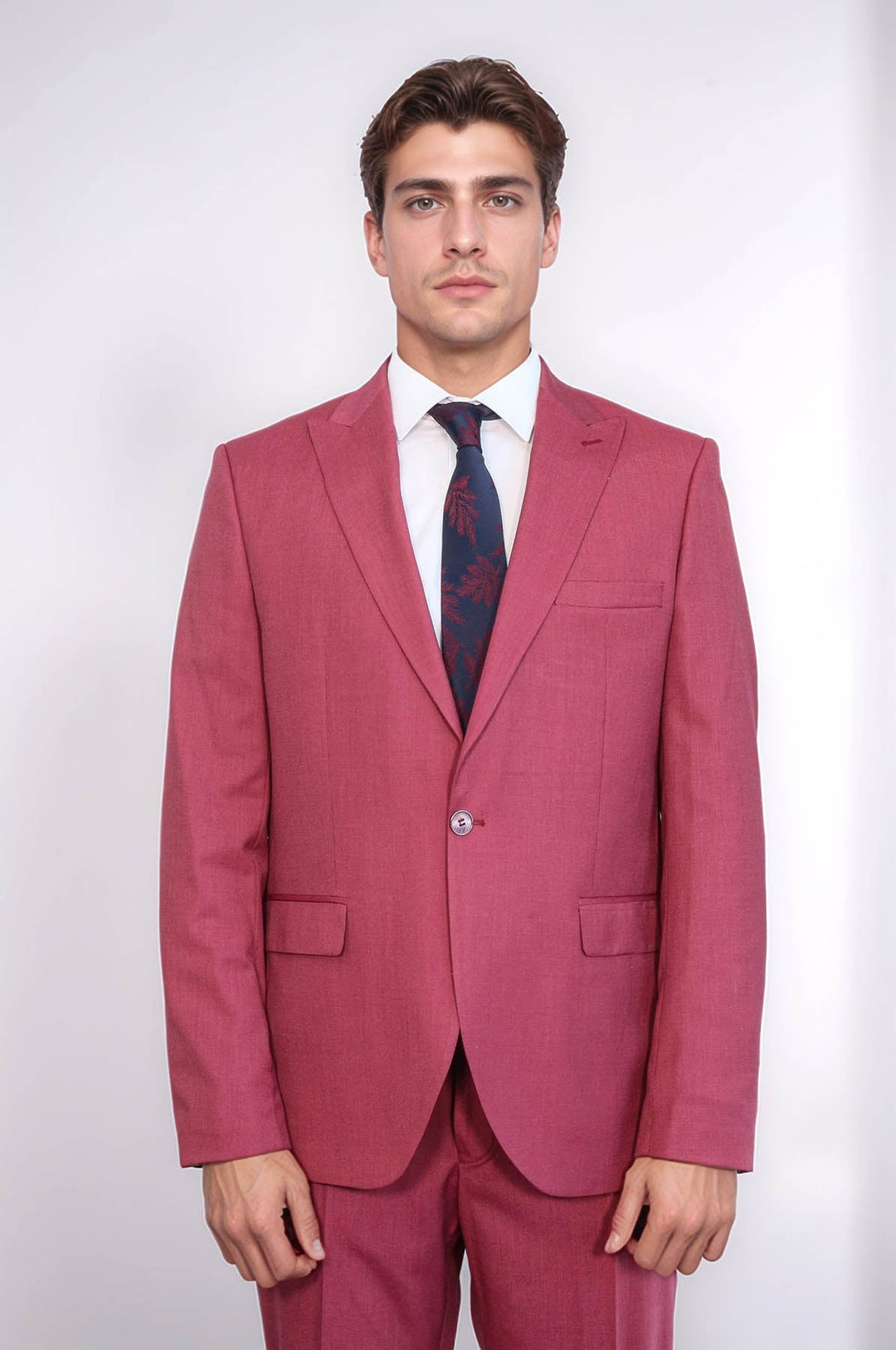 WSS 2 Piece Patterned Slim Fit Magenta Men Suit  - Mykolaiv