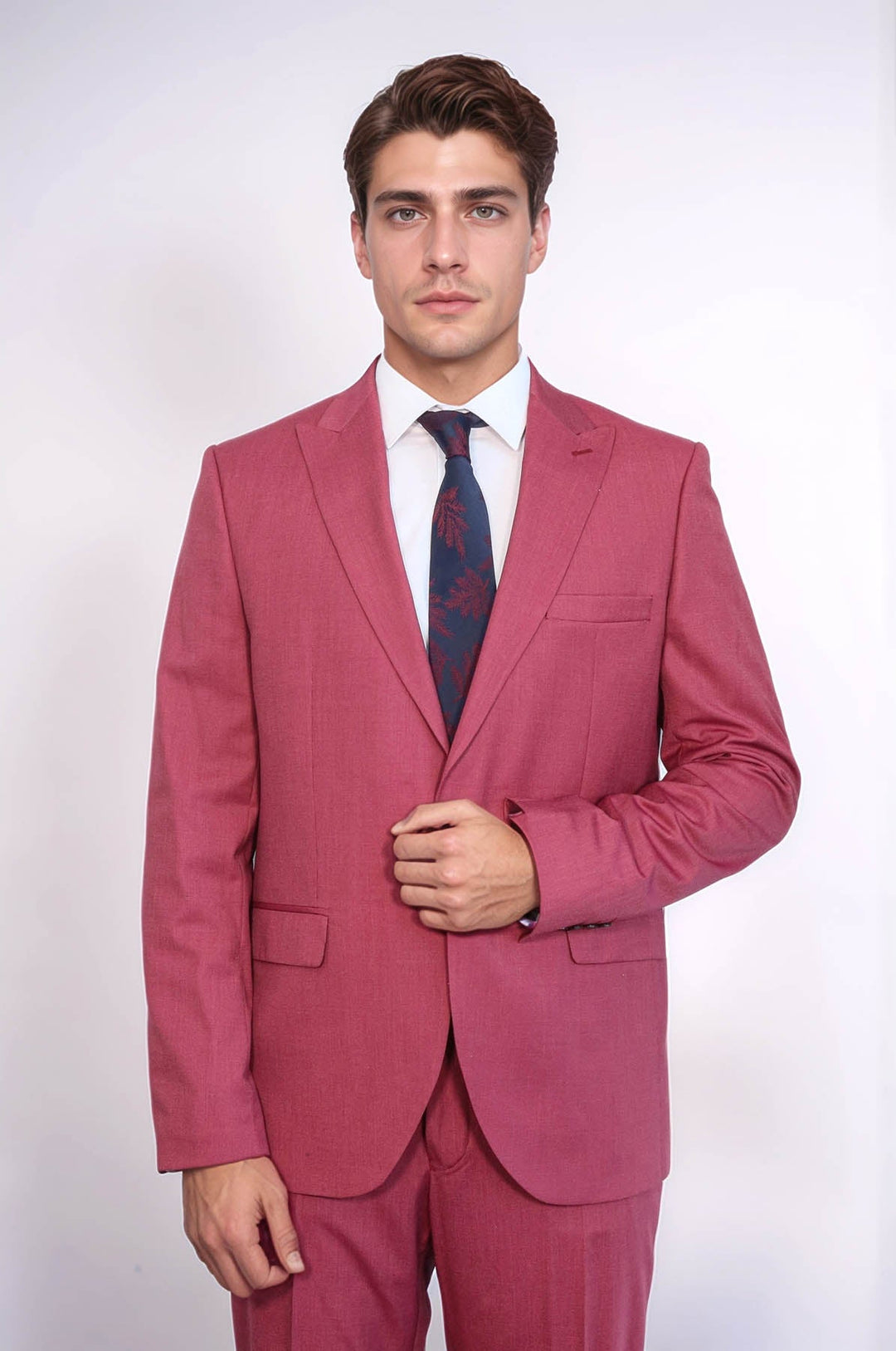 WSS 2 Piece Patterned Slim Fit Magenta Men Suit  - Mykolaiv