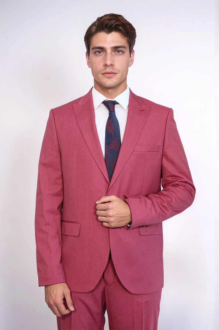 WSS 2 Piece Patterned Slim Fit Magenta Men Suit  - Mykolaiv