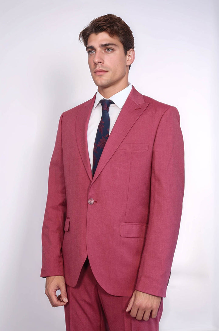 WSS 2 Piece Patterned Slim Fit Magenta Men Suit  - Mykolaiv