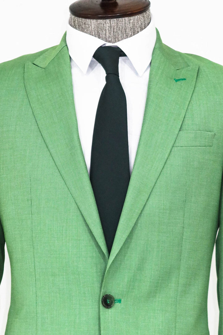WSS 2 Piece Patterned Slim Fit Green Men Suit and Shirt Combination  - Coyuca de Catalán