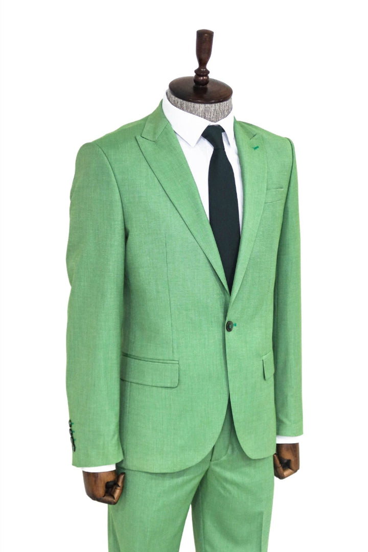 WSS 2 Piece Patterned Slim Fit Green Men Suit and Shirt Combination  - Coyuca de Catalán