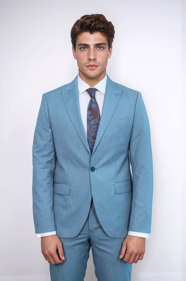 WSS Patterned 2 Piece Slim Fit Oil Green Men Suit  - Allentown