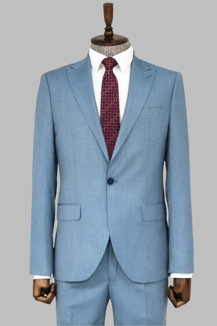 WSS Patterned 2 Piece Slim Fit Oil Green Men Suit  - Singen