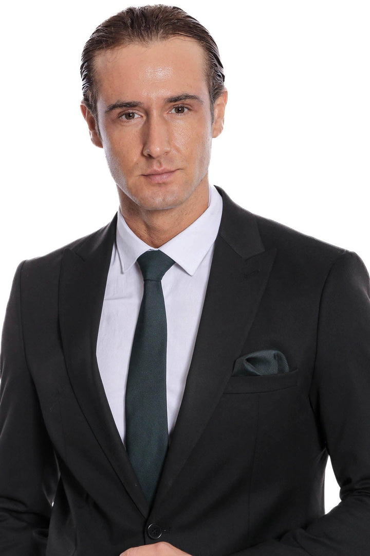 WSS Plain 2 Piece Slim Fit Black Men Suit  - Vaulx-en-Velin