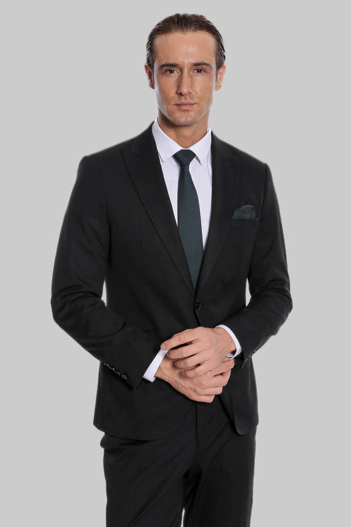 WSS Plain 2 Piece Slim Fit Black Men Suit  - Vaulx-en-Velin