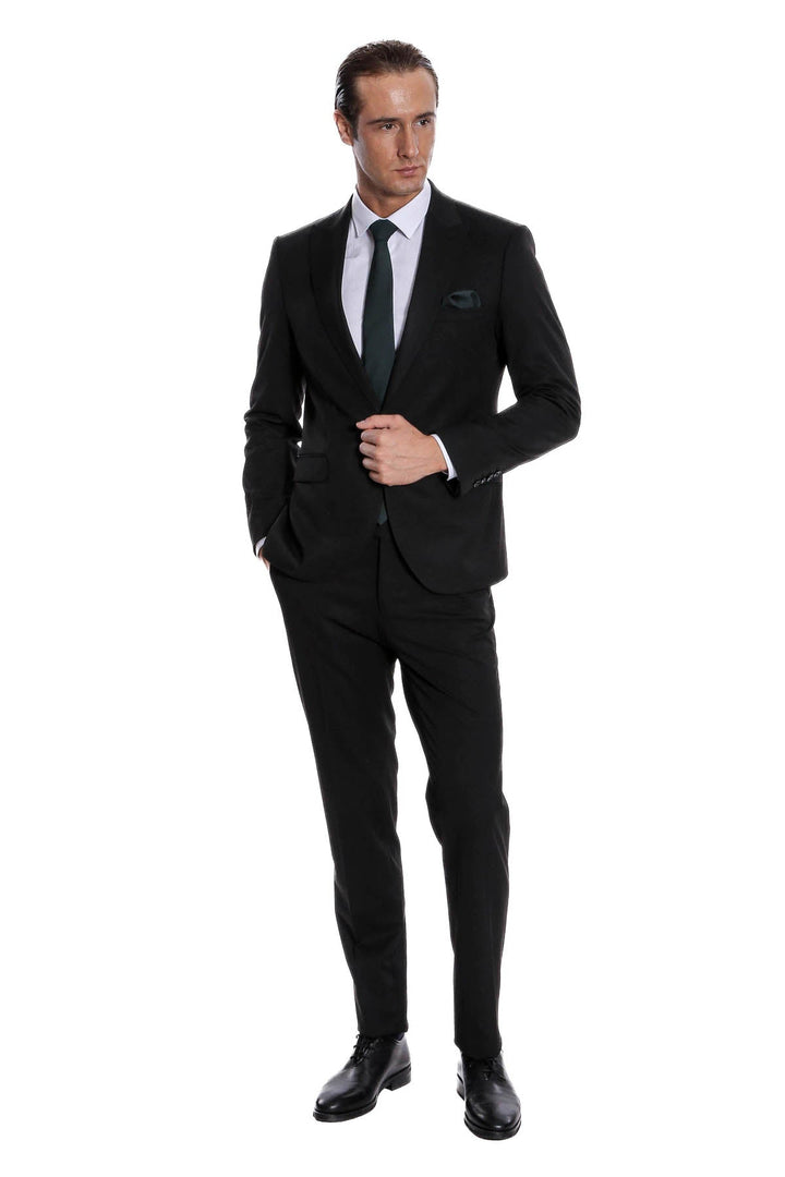 WSS Plain 2 Piece Slim Fit Black Men Suit  - Vaulx-en-Velin