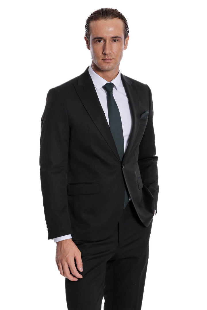 WSS Plain 2 Piece Slim Fit Black Men Suit  - Vaulx-en-Velin
