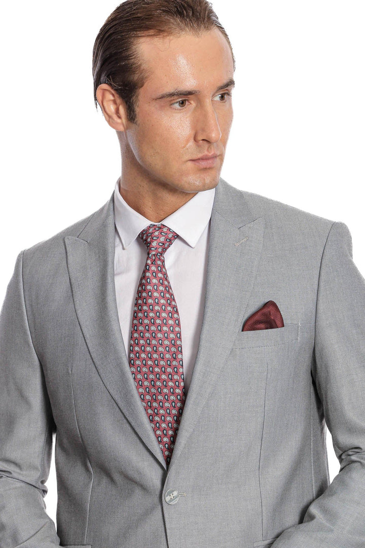 WSS Plain 2 Piece Slim Fit Grey Men Suit  - Burlington