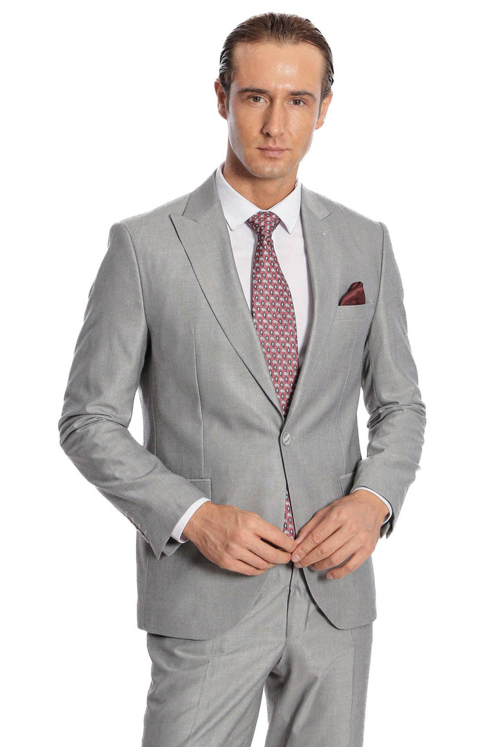 WSS Plain 2 Piece Slim Fit Grey Men Suit  - Burlington