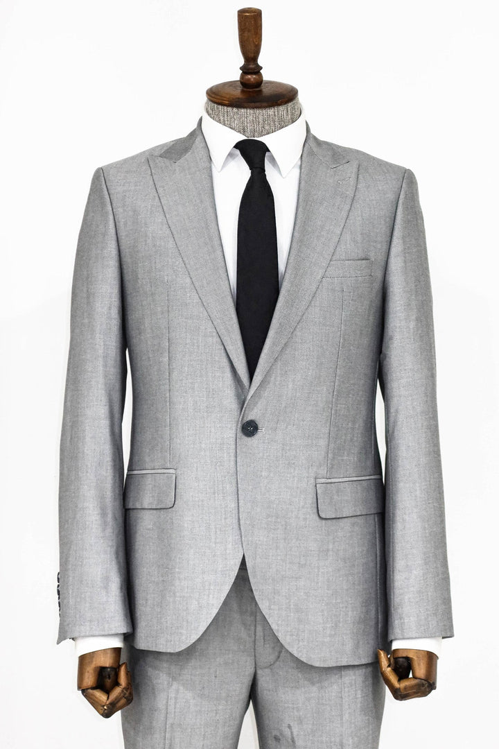 WSS Plain 2 Piece Slim Fit Grey Men Suit  - Burlington